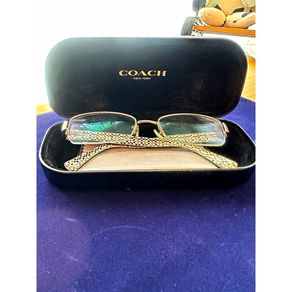 Coach HC5027B Silver Metal Rectangular Full Rim Logo Eyeglass Frames 52-17-135